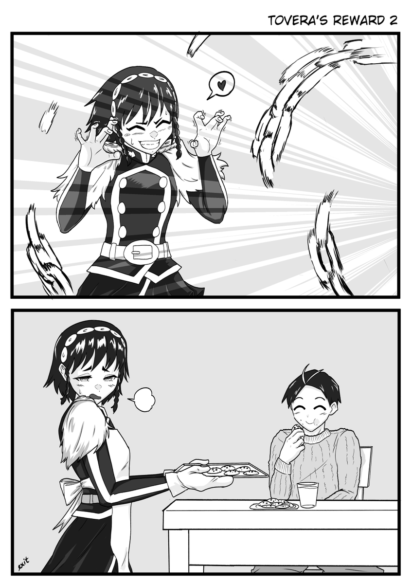 exit_oxide's tweet image. Got a commission to do a couple of 2komas for Tovera and her rewards if she got lent Yuuki. It&apos;s actually quite wholesome. #魔都精兵のスレイブ #東海桐花