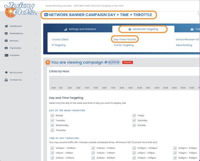 #Advertisers! With our platform you can easily select the hours you want to promote!  1. Go to your campaign<a href="/tag/advertisers"class="tags">#Advertisers</a><a href="/tag/keepitjuicy"class="tags"><span>#keepitjuicy</span></a><a href="/tag/onlineadvertising"class="tags"><span>#onlineadvertising</span></a>