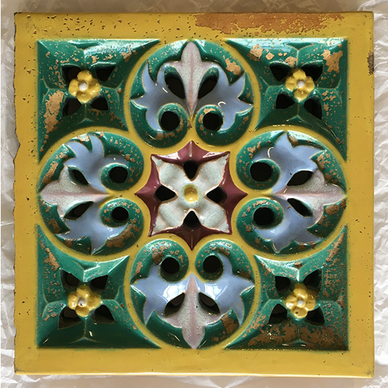 BarnsleyMHT's tweet photo. #tilestuesday #charitytuesday 
This Minton tile was losing pigment &amp; we were delighted to help with funds for its conservation.
Designed by Augustus Welby Pugin who also created the interior of the Houses of Parliament,  it was part of a display at the Great Exhibition of 1851. https://t.co/1ojpCk6t9u