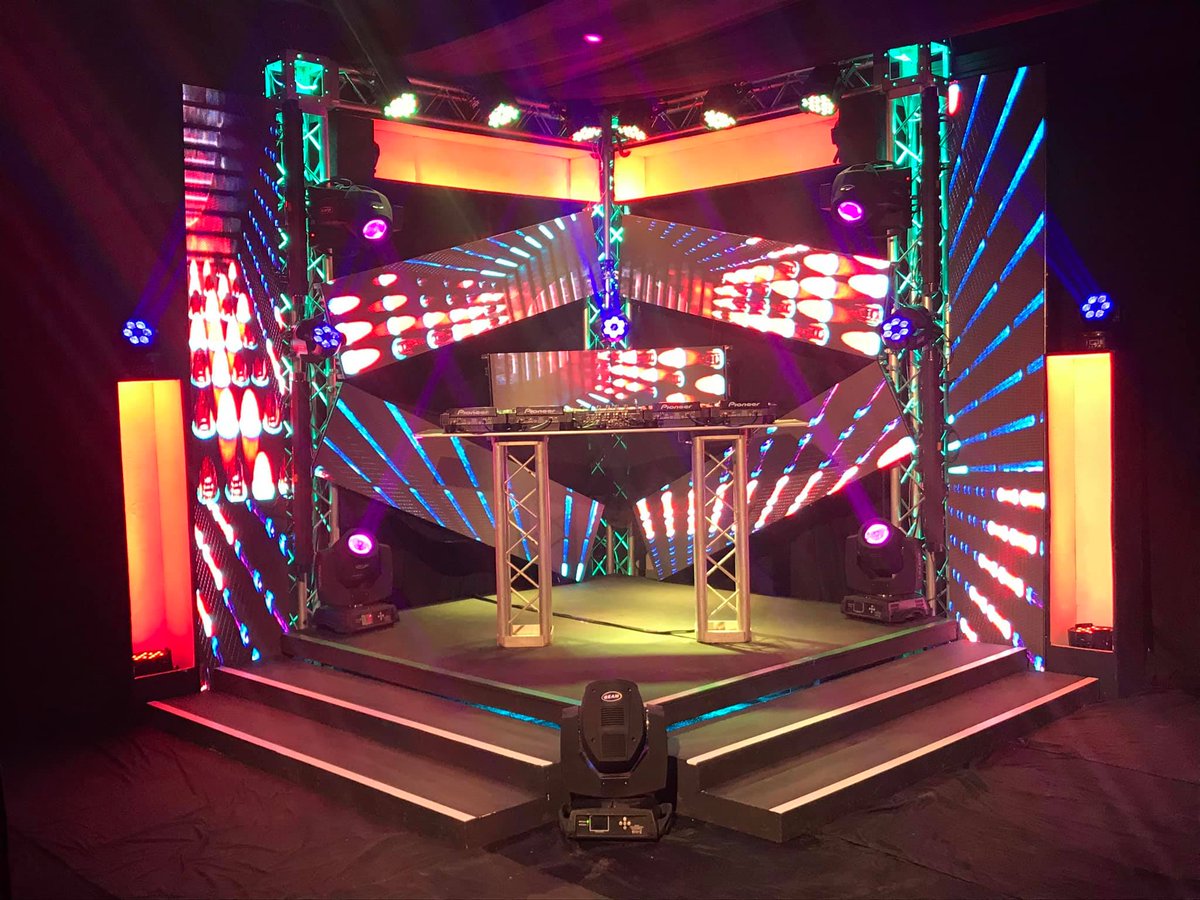 ColoursOSound's tweet photo. We took in a couple of interns in the company. 
On their last week in the company and we tasked them to come up with a set-up for a Dj Event, and boy did they come to the party. This amazing production set-up was 90% them. 

#ColoursOfSound https://t.co/2SrKWHlbZO
