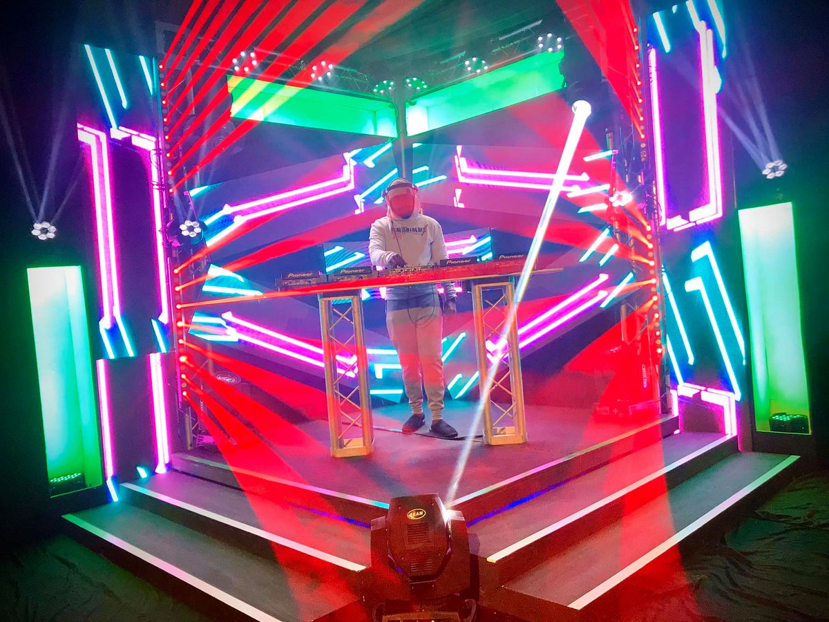 ColoursOSound's tweet photo. We took in a couple of interns in the company. 
On their last week in the company and we tasked them to come up with a set-up for a Dj Event, and boy did they come to the party. This amazing production set-up was 90% them. 

#ColoursOfSound https://t.co/2SrKWHlbZO