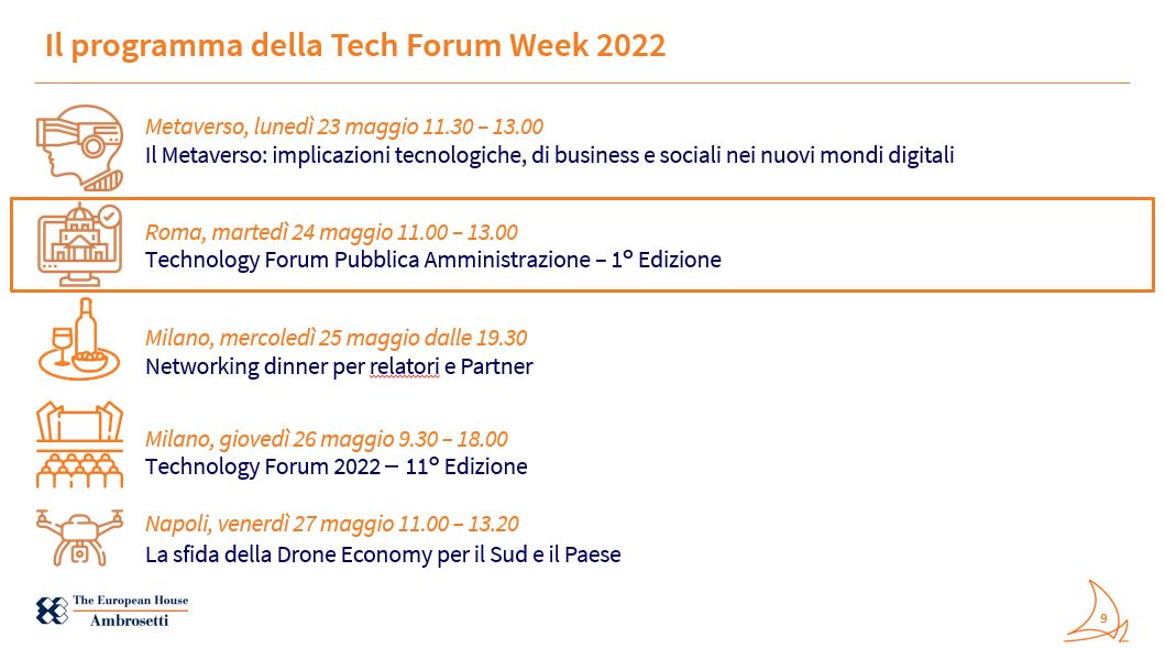 Ambrosetti_'s tweet image. Si sono chiusi i lavori di questa mattinata #TechForum2022PA ma la #TFW2022 prosegue, qui le prossime tappe da segnare in agenda
