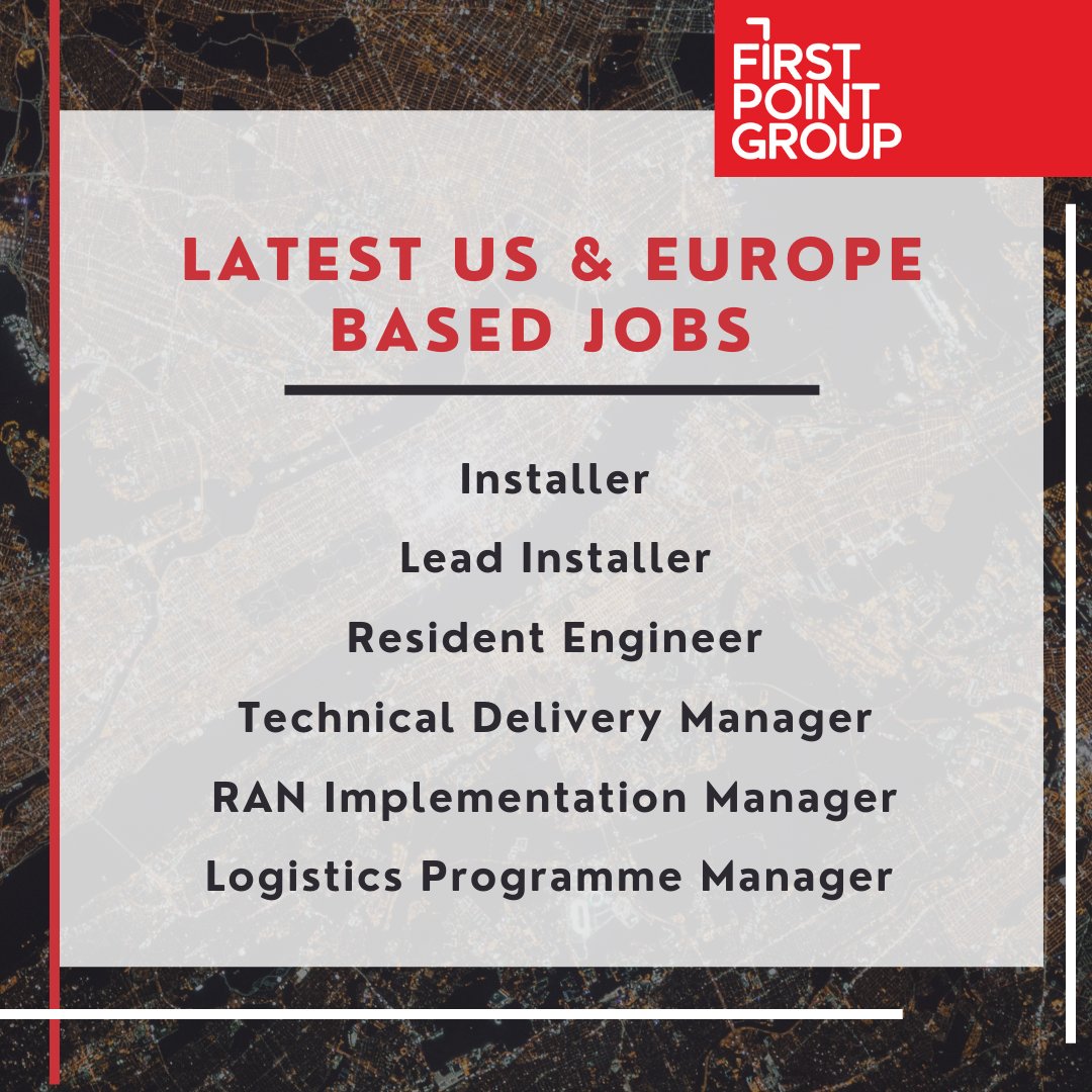 Specialist telecommunications recruiter, @FirstPointGroup, are recruiting for many exciting telecoms roles across the US & Europe. ow.ly/J7PU50Jglij
#europejobsearch #usjobsearch #FirstPointGroup #telecomsjobs