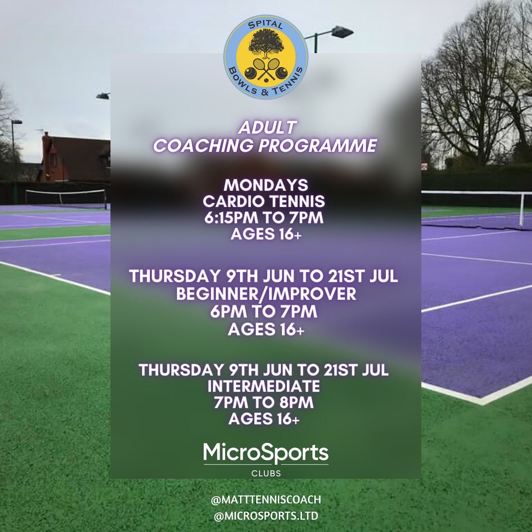 MattTennisCoach's tweet photo. @SpitalTennis June - July coaching programme

Book here 👉 https://t.co/1x5Hqnek7X

#tennis #tamworth #sport #fun #friends #family #children https://t.co/BKoWdwf7hL