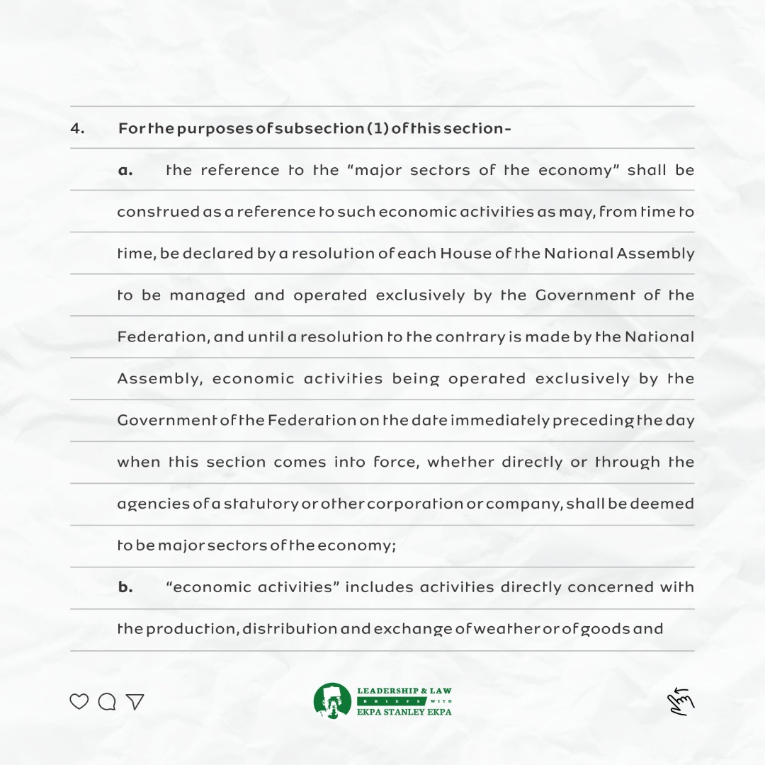 conclausesclass's tweet photo. and manage the national economy to avoid monopoly and ensure fair distribution to serve the common good. 

Given that Nigeria operates a mixed economy, section 16 allows for the participation of both private and public sectors government in the economy. https://t.co/rYF4DQI6p1