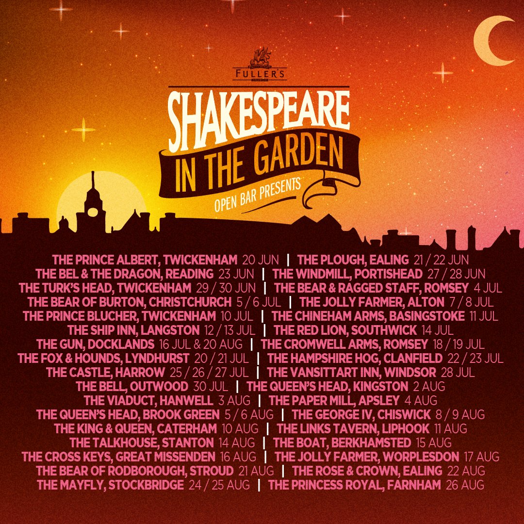 Get ready to soak up some Shakspeare this summer. We're kicking off the tour with The Taming of The Shrew - a four-person performance with a contemporary twist on one of the Bard's most mischievous tales.

Tickets are selling fast! Book yours now through our website. #SITG2022