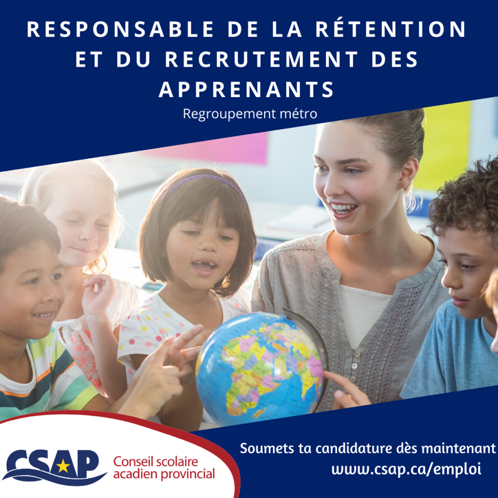 Pas seulement un emploi, une expérience! ✨

Nous avons un nouveau poste au CSAP! Nous sommes à la recherche d'un(-e) responsable de la rétention et du recrutement des apprenants.

Soumets ta candidature !! 👇
jobs.ednet.ns.ca/job-invite/755…