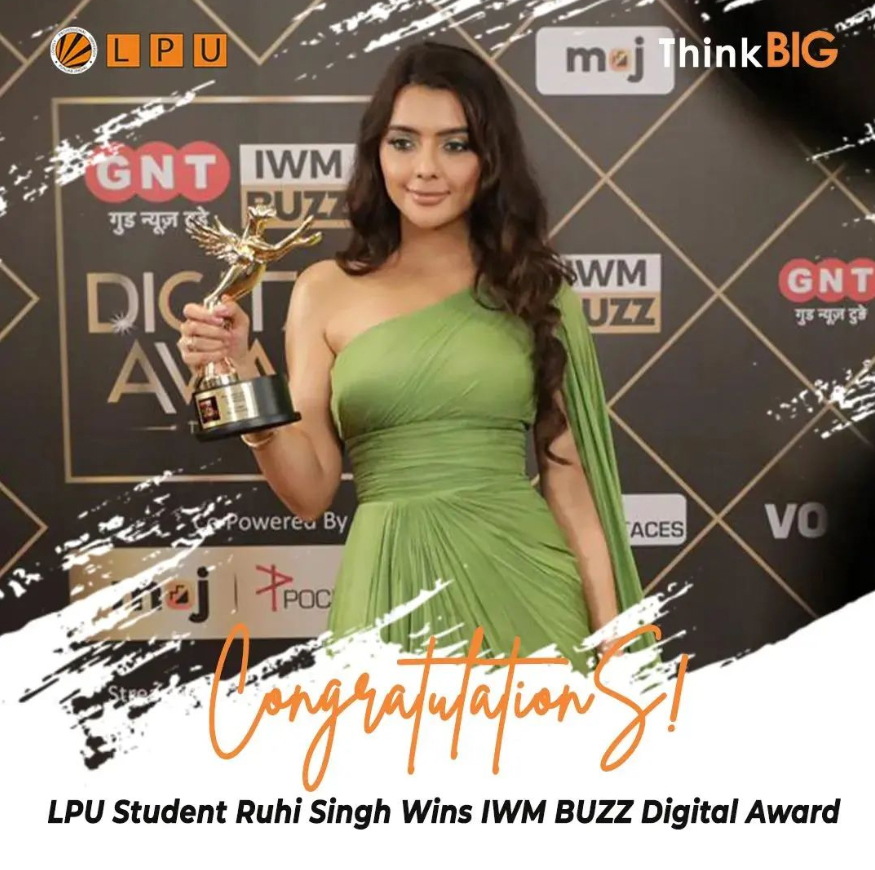 It's a matter of huge pride for all of us here at LPU that our student Ruhi Singh has won the IWM Buzz Digital Awards.

Congratulations on your well-deserved success!! You've worked so hard for this.

#RuhiSingh #LPUStudentAchievement #LifeAtLPU #IWMBuzzAwards #OTTPlatform