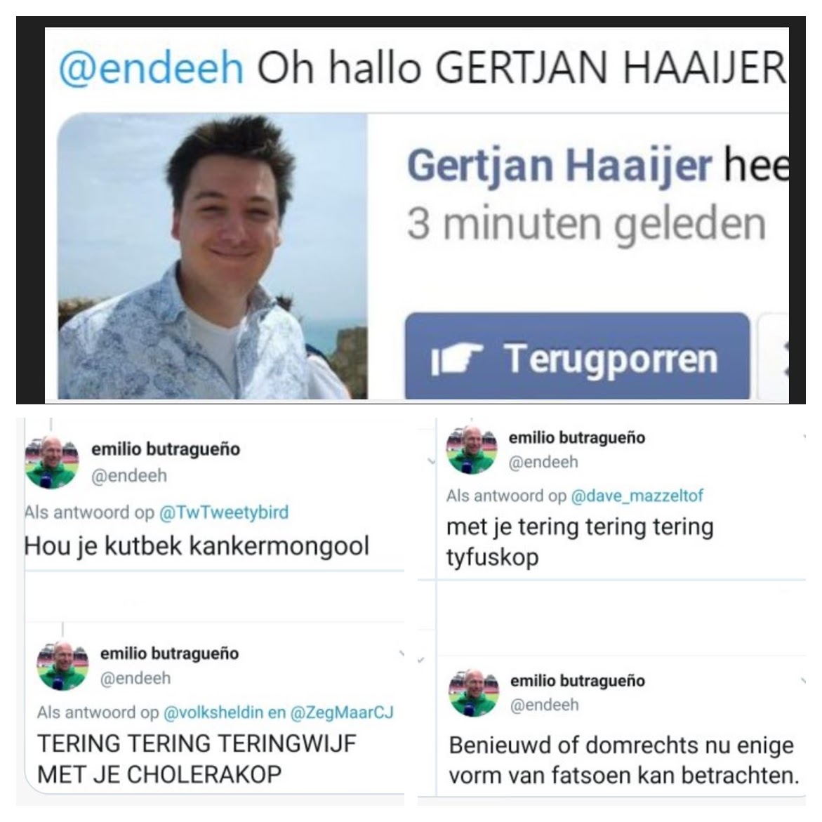 Stalker, bedreiger en online bully Gertjan Haaijer (online heet hij endeeh). Stop deze praktijken. #stalking
