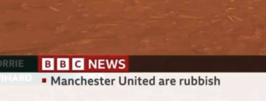 utdreport's tweet photo. BBC News have apologised for a message seen on their ticker, stating someone was training to learn how to use the ticker and were "writing random things" https://t.co/OpBML17gIR