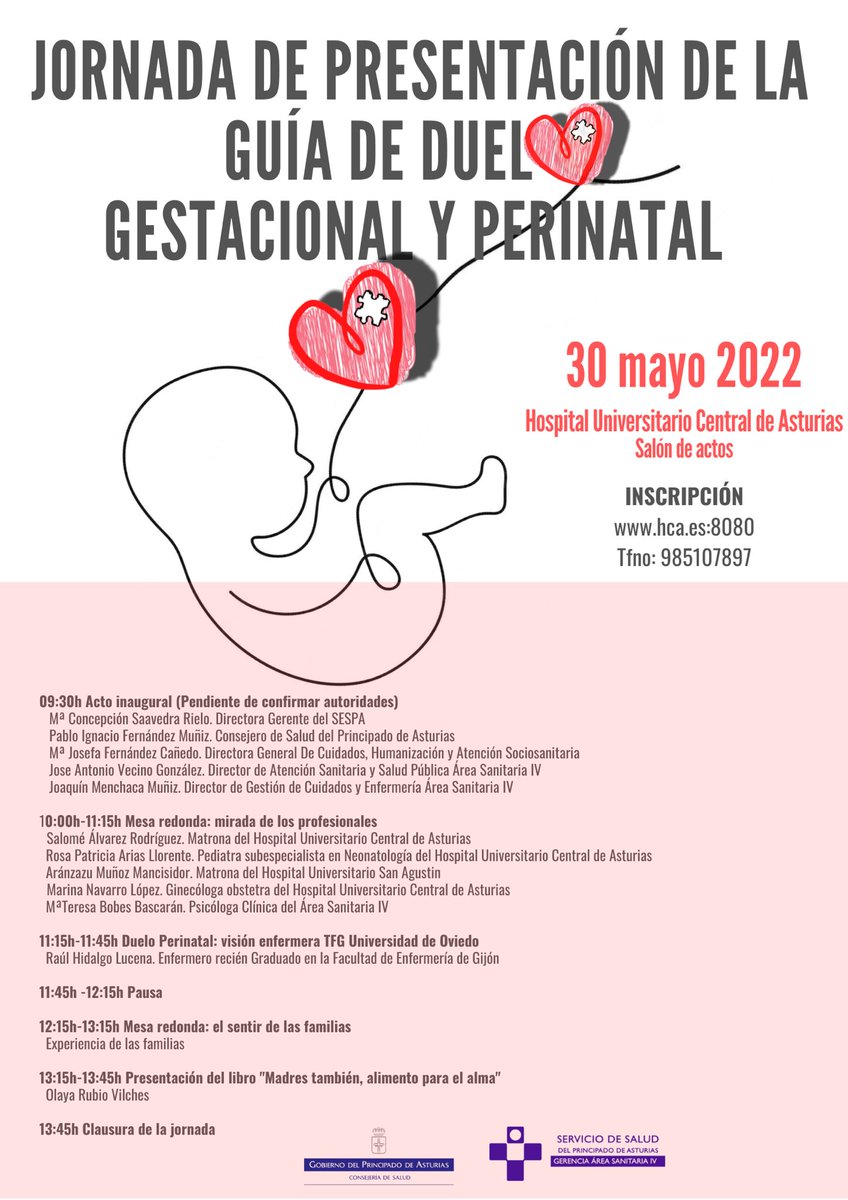 martaelr's tweet photo. Somos muchos los profesionales que hemos trabajado en la Guía de atención al #Duelo Gestacional y Perinatal del Principado de #Asturias, y para presentarla hemos organizado una jornada a la que estáis invitados #30mayo @HUCA_Asturias
🖥⌨️🖲 Inscripción
https://t.co/9Ofg4d1uly https://t.co/G3lGf6zAph