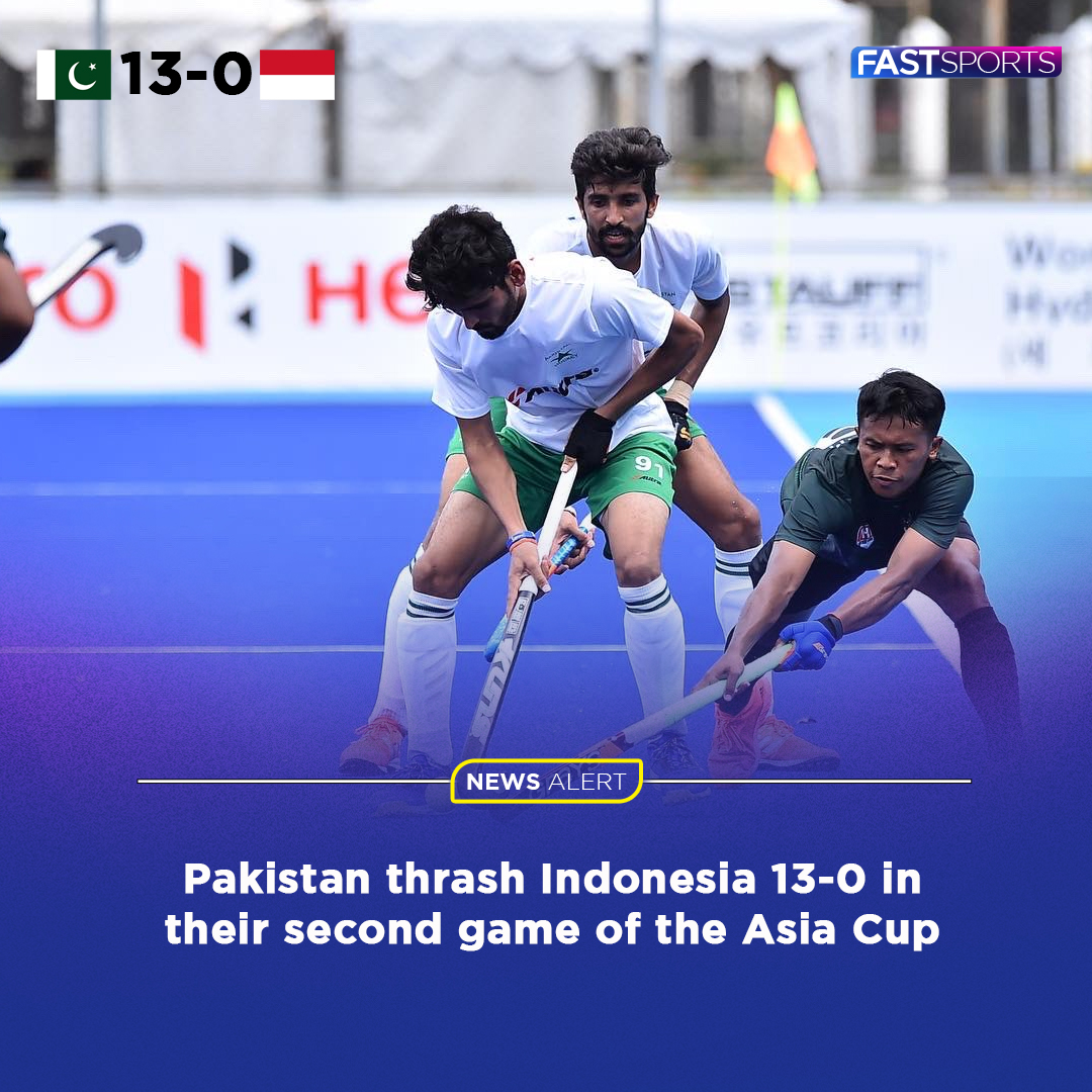 fastsports_PK's tweet photo. Pakistan thrash Indonesia 13-0 in their second game of the Asia Cup, after drawing the first game with India 1-1.

#FastSportsHD #HomeofChampions #MoreFast #TheNationalSport  #AsiaCup2022 https://t.co/TQ9TQCjRy7