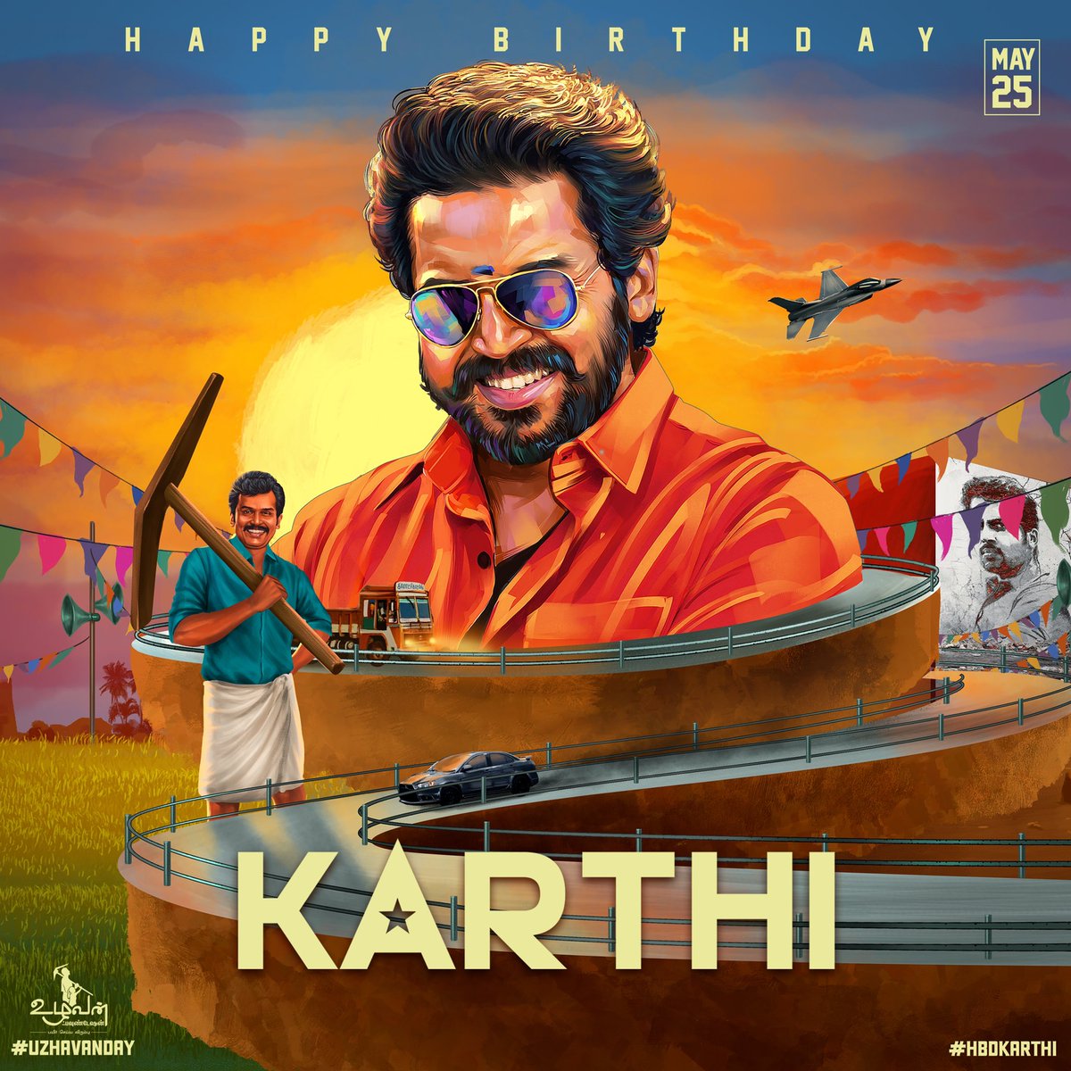 Dir_Lokesh's tweet photo. Extremely elated to unveil this super cool common DP of @Karthi_Offl sir. Birthday wishes in advance to the meticulous performer and good human. Best wishes to all your upcoming ventures and all the good work @UzhavanFDN  #HBDKarthi #UzhavanDay 👍🎉❤️ https://t.co/uFY22xrtUC