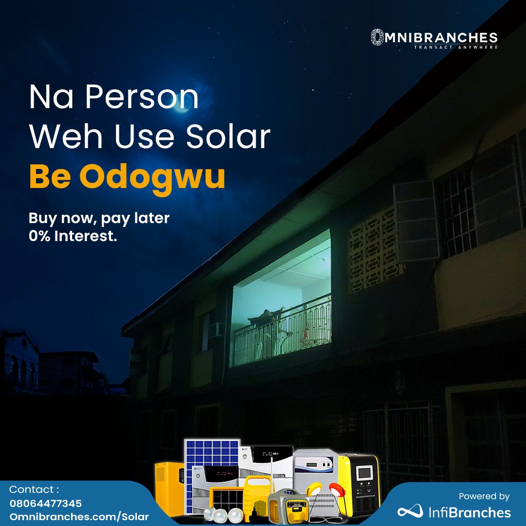 FaziPay's tweet photo. When there's a total #blackout, the person with solar power is the Real #Odogwu. And yours can be that house that stands out on a dark street.
Get in touch with us today !!!
#Solar #SolarForThePeople #solarenergy #Sdgs #Mdgs #CleanEnergy #EnergyAcess #SolarPanels #Lagos #Solar https://t.co/AbzvoiyDYB