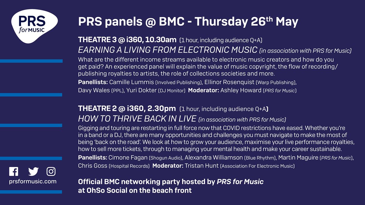 Attending <a href="/BrightonMusicCo/">Brighton Music Conference</a> this week?

Don't miss our panels to find out more about earning royalties from your music.

See the full details at brightonmusicconference.co.uk

#BMC22 1/3