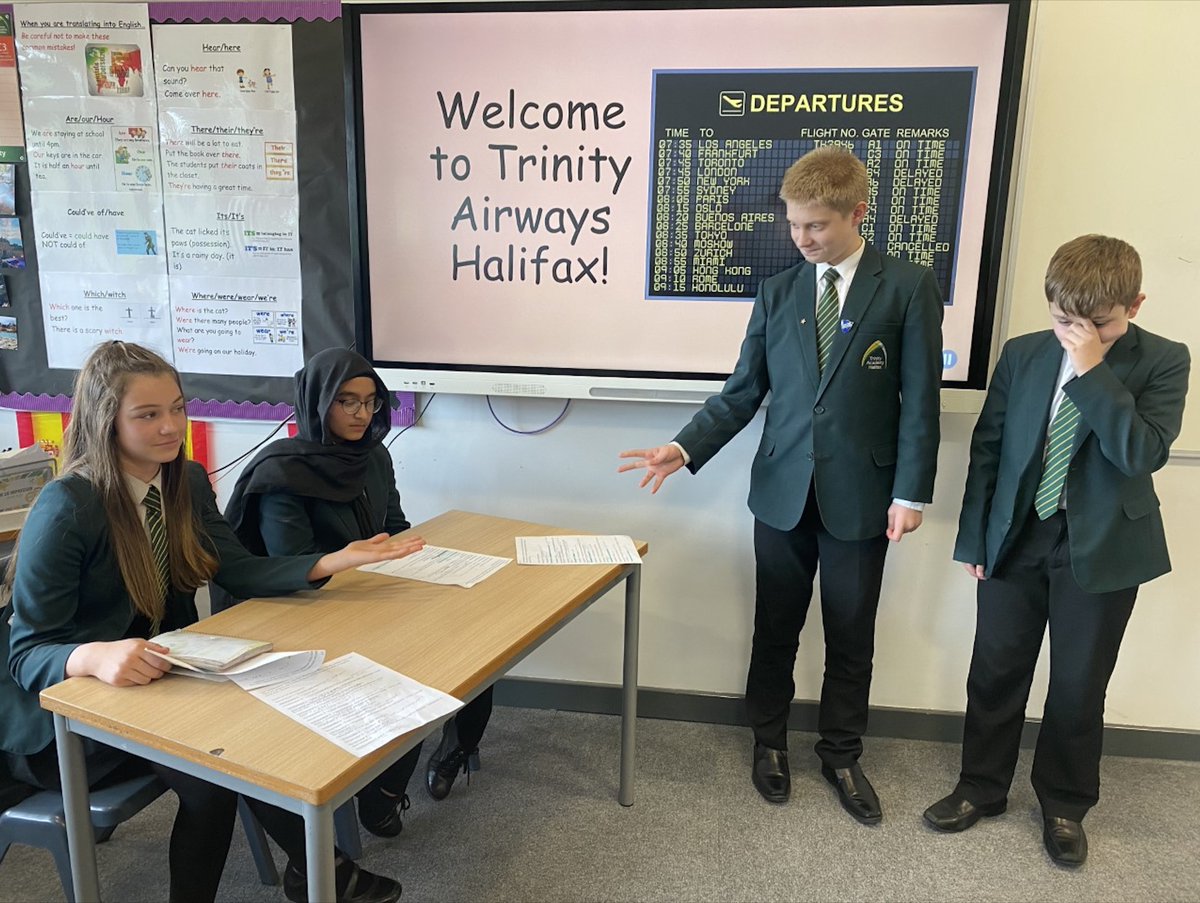 Last week we had some exciting Trinity Talks events in our MFL department. 🤩✨

Year 7s and 8s were practising their language skills in the characters of airport receptionists and customers who were less than impressed with their holiday experiences!✈

#languages #halifax #mfl