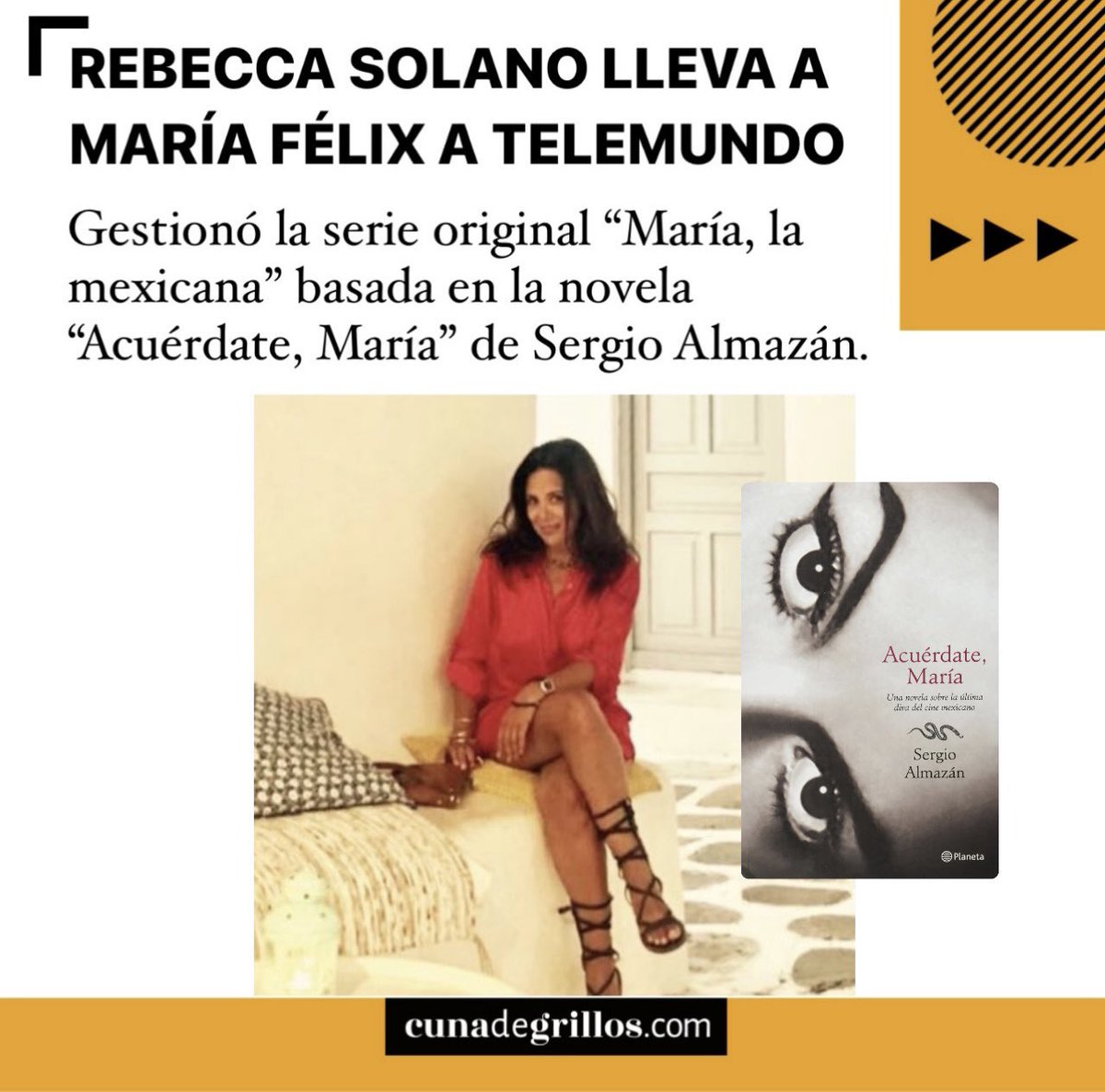 🎬 La creadora y productora REBECCA SOLANO —quien además fue novia de PEÑA  NIETO— gestionó la producción de la bioserie “María, la mexicana” basada en  la novela “Acuérdate, María” de Sergio Almazán.