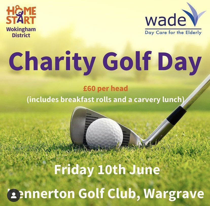 HomeStartWD's tweet photo. Last chance to join our Golf Day on 10 June with amazing prizes including a golfing holiday in Portugal, tickets to Ascot Races, Wine Tasting at Stanlake Park Vineyard and Dinner at Leander Rowing Club! Proceeds go to Home-Start and @wadedaycentre 
To book phone 0118 9787025. https://t.co/38p03yVIRu