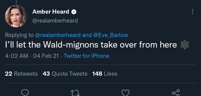 Sorandom_nece's tweet photo. I wonder if #JohnnyDepplawyers know that #AmberHeard started the #Waldmignons tweet that she's has no counter claim. What a narcissists. #JusticeForJohnny
#AmberIsALiar https://t.co/XRS4vaJdnn