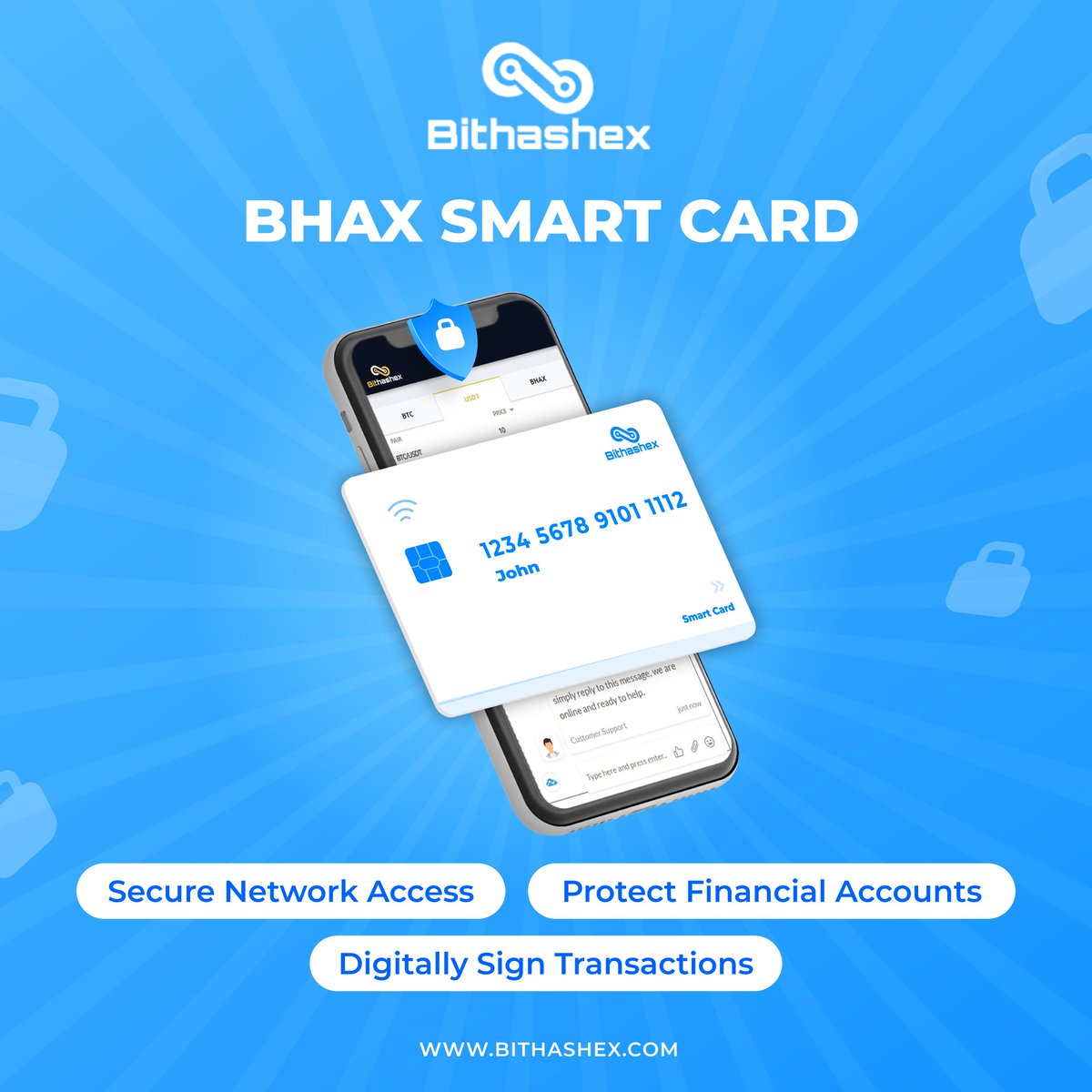 bithashex's tweet photo. BHAX Smart Cards consist of Multi-factor Authentication methods that give a high level of security to protect against hacking attacks.
Explore more at: https://t.co/42X6y9A4Zv
#Bhax #Bithashex #GidMatrix #cryptocurrency #cryptotrading #Bitcoin https://t.co/Cv9Z5OPJ7T