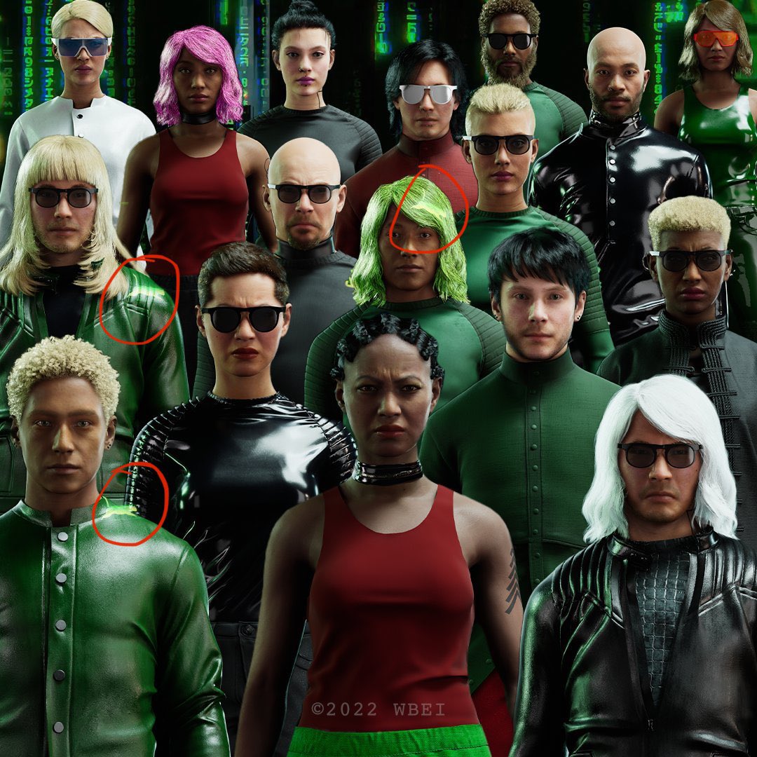 starwalkoffame's tweet photo. @matrix_avatars In the green hair I’m center, neck/shoulder of green leather shirt on the lower left, shoulder of green leather jacket of long blonde hair guy https://t.co/XY0WaWyo25