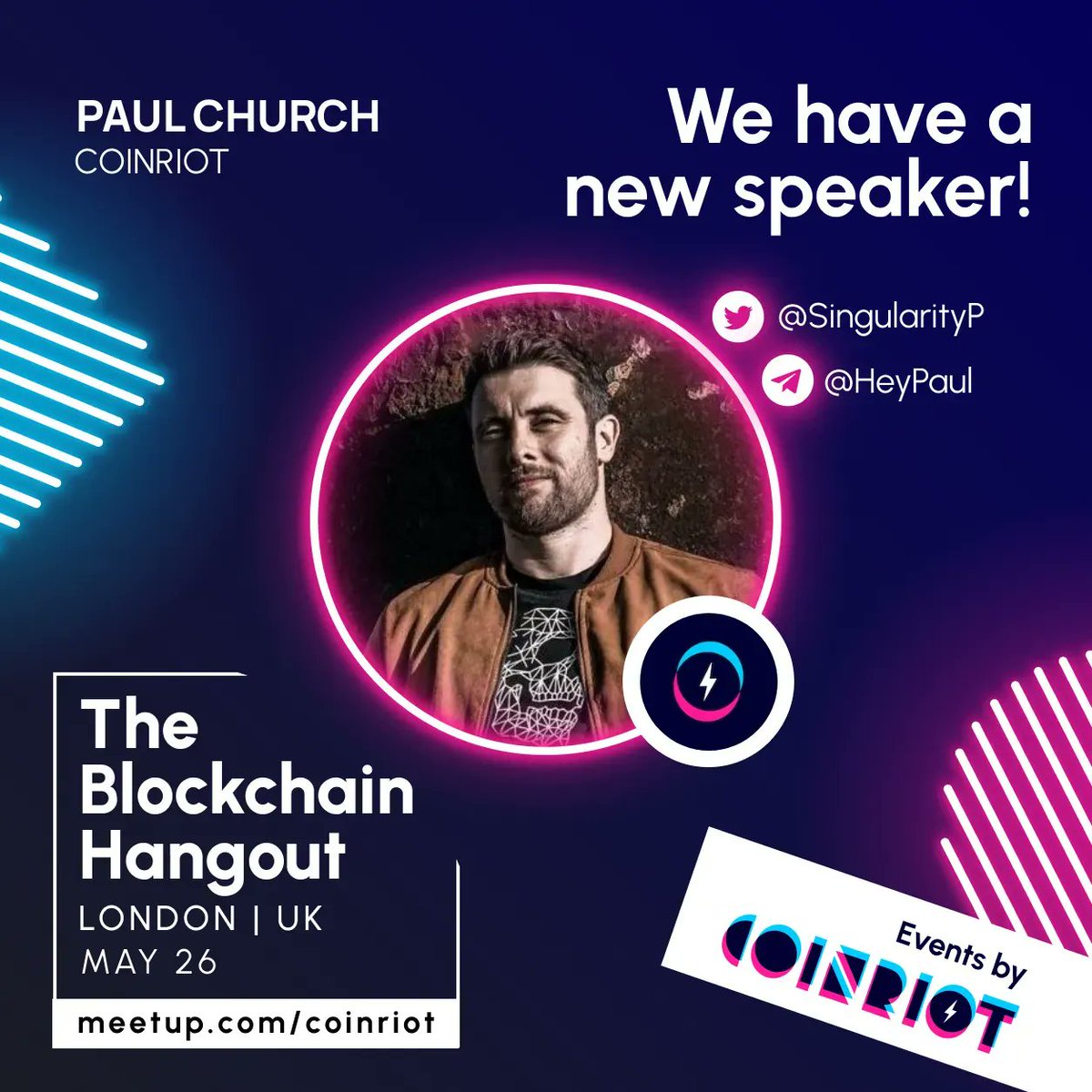 🔮 Speaker No.3 <a href="/SingularityP/">Paul</a> 

"Connecting the crypto world to increase freedom around the world" ⚡️ Paul, our CEO, will be speaking about "Creating a space for world-changing conversations" 🎙

&amp; those are our Speakers!! 🚀 Are you coming?!

#Cryptocurrency #CryptoEvent