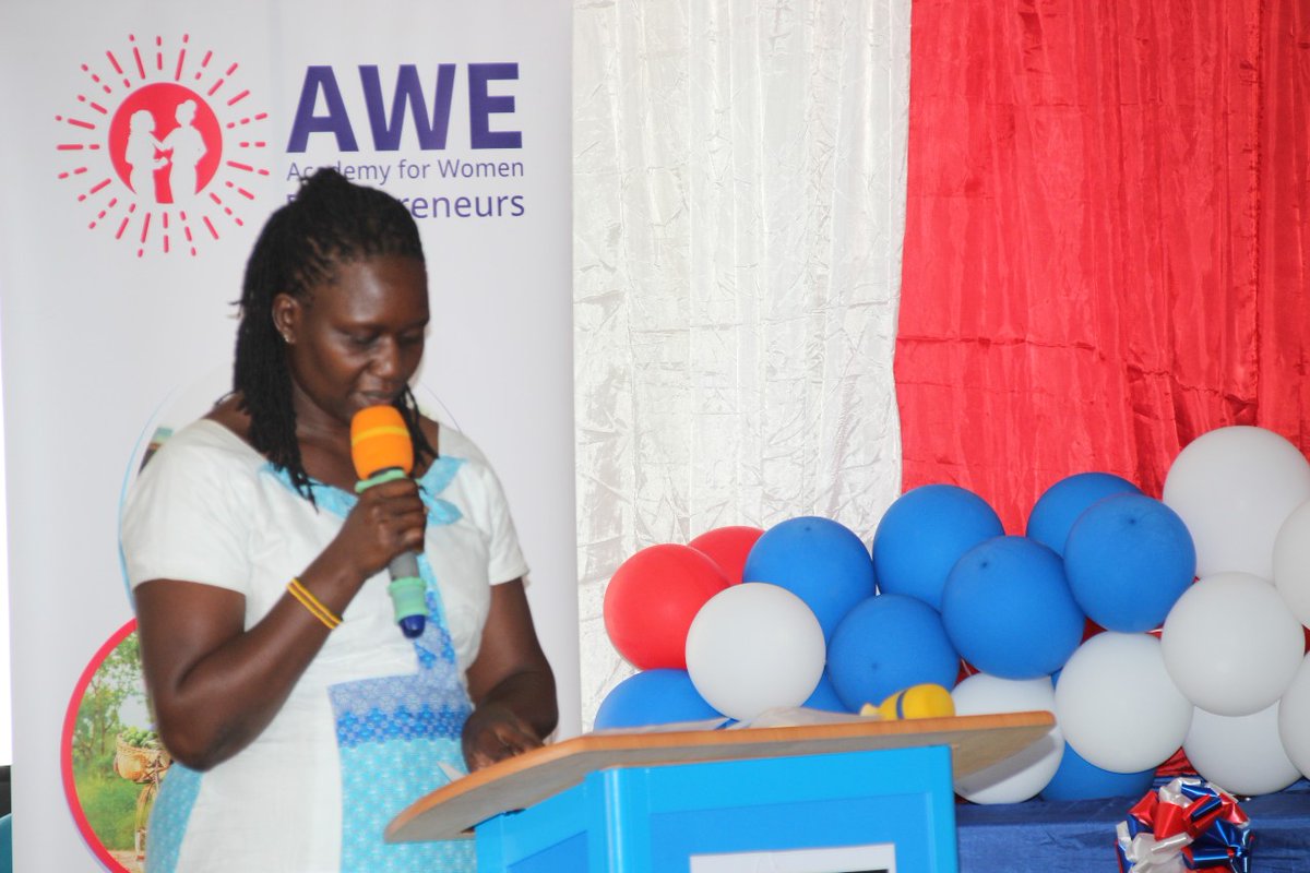 AWEinUganda's tweet photo. Gloria Komakech, a beneficiary of the AWE program gives a brief of her business.
#AWEinUganda
#AWEnergised
#AWEGrad https://t.co/ReHL4ABQxi