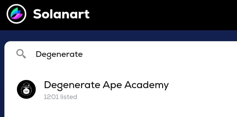 SolanartNFT's tweet photo. NEW FEATURE | AGGREGATION 🥳

We are now aggregating listings from every major marketplace!

This means you can start using Solanart as your one stop shop for all your favorite NFTs! looking for a piece from @DegenApeAcademy? We've got 1201 listed. https://t.co/LblLLXRPN7