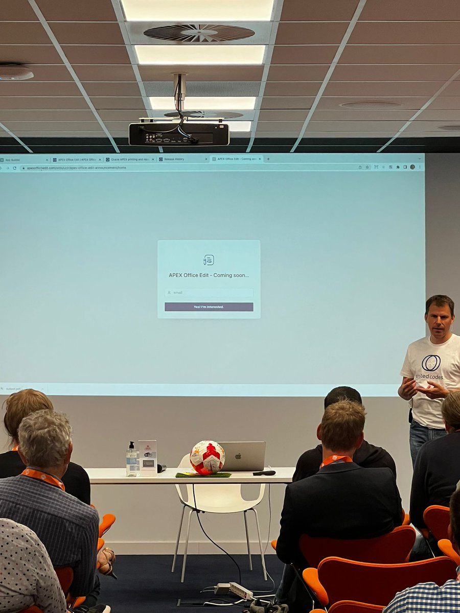 Our first presentation at <a href="/nl_OUG/">nlOUG</a> #apexworld2022 was a success. We gave the first ever live demo of our newest product <a href="/APEXOfficeEdit/">APEX Office Edit</a> which will be released very soon! 

Sign up now and be the first one to be notified when it's live!

bit.ly/3Nzwaym

#orclapex