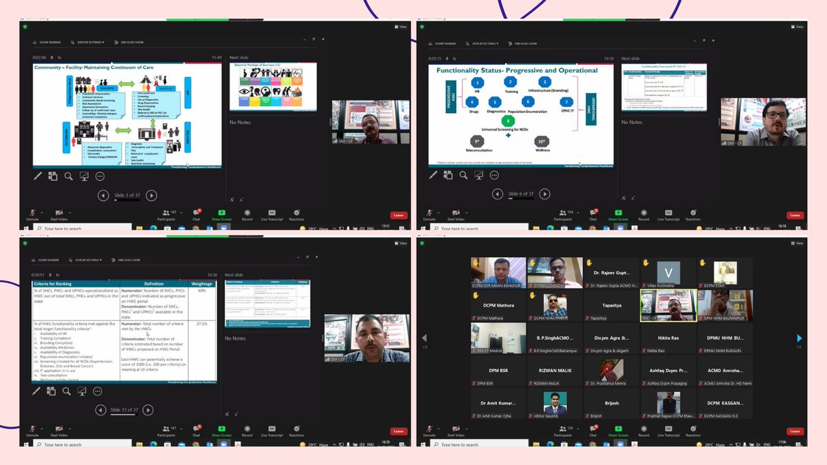 Ayushman Arogya Mandir_Uttar Pradesh (@hwc_up) on Twitter photo Two-day State level Virtual Orientation on #ComprehensivePrimaryHealthCare for @AyushmanHWCs Nodal, Divisional PMs, Regional Managers, and DCPMs commenced today.
#HealthForAll
<a href="/nhm_up/">NHM UP</a> <a href="/MhfwGoUP/">Deptt. of MHFW GoUP</a> <a href="/MoHFW_INDIA/">Ministry of Health</a> <a href="/DrRajeshJha1/">Dr.Rajesh Jha</a> <a href="/ataur_rab/">Ataur Rab</a> <a href="/DevenKhandait/">Devendra Khandait</a> <a href="/swatim80/">Swati Mahajan</a> <a href="/Sat_21298/">Sanjay Tripathi</a> <a href="/Jhpiego/">Jhpiego</a> Two-day State level Virtual Orientation on #ComprehensivePrimaryHealthCare for @AyushmanHWCs Nodal, Divisional PMs, Regional Managers, and DCPMs commenced today.
#HealthForAll
<a href="/nhm_up/">NHM UP</a> <a href="/MhfwGoUP/">Deptt. of MHFW GoUP</a> <a href="/MoHFW_INDIA/">Ministry of Health</a> <a href="/DrRajeshJha1/">Dr.Rajesh Jha</a> <a href="/ataur_rab/">Ataur Rab</a> <a href="/DevenKhandait/">Devendra Khandait</a> <a href="/swatim80/">Swati Mahajan</a> <a href="/Sat_21298/">Sanjay Tripathi</a> <a href="/Jhpiego/">Jhpiego</a>
