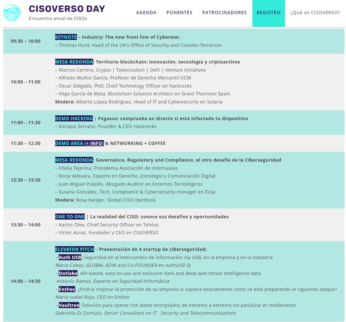 Día 31 primera edición de #CISOVERSODAY en Platea. Un evento diferente pensado por y para el #CISO. Contenido diferente y de valor. Info y registro en cisoversoday.com 

#cybersecurity #cyberwar #tecnología #innovación #blockchain #compliance #oportunidades #CISO #startup