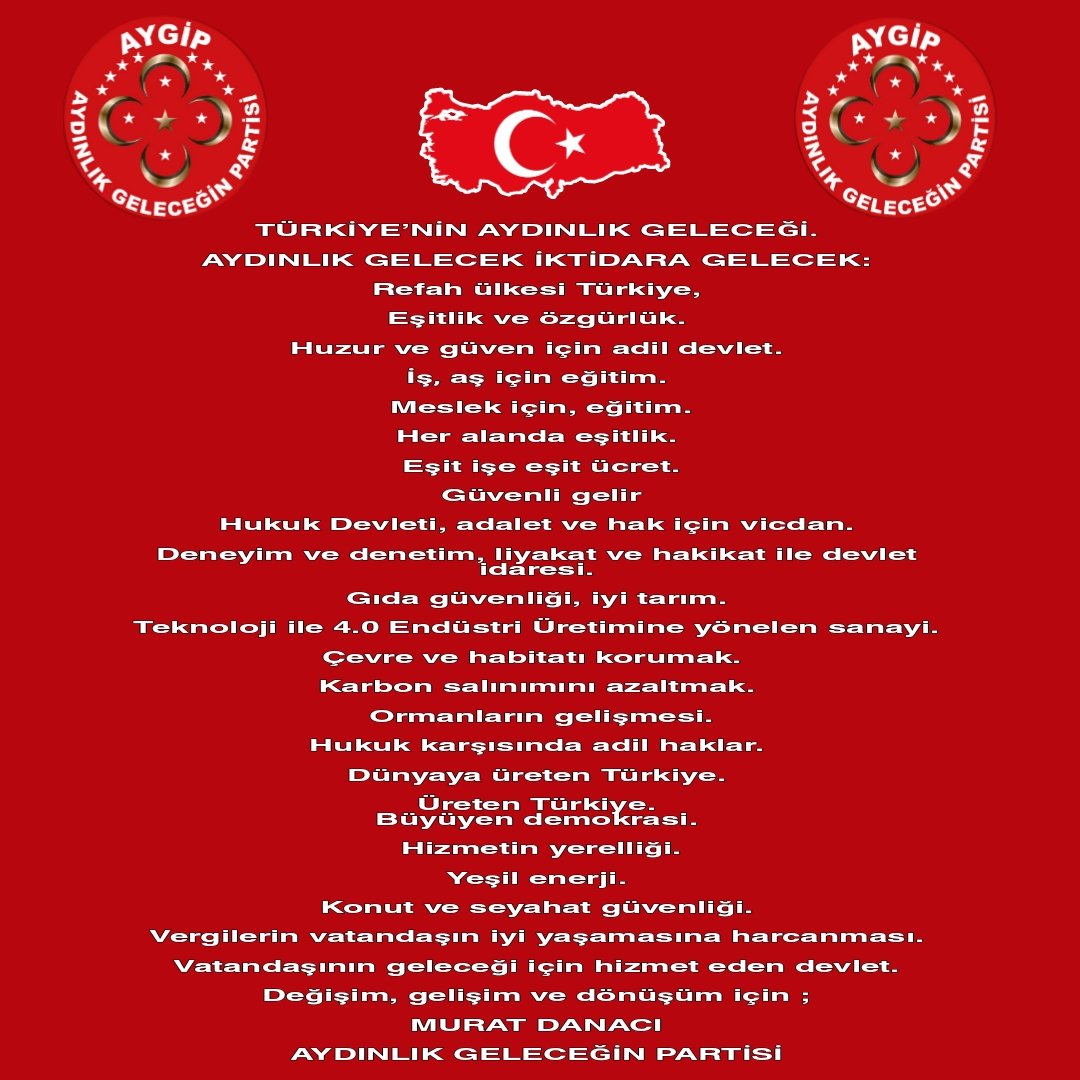 Huzur ve Güven için ADİL devlet
Eşit işe eşit ücret

#REFAH ÜLKESI TÜRKİYE
 <a href="/anadoluajansi/">Anadolu Ajansı</a> <a href="/ihacomtr/">İhlas Haber Ajansı</a> <a href="/dhainternet/">Demirören Haber Ajansı</a> <a href="/aygipgm/">Aydınlık Geleceğin Partisi</a> <a href="/cerkezkoyhaber/">cerkezkoyhaber</a>  <a href="/cerkezkoybakis/">Çerkezköy Bakış Gazetesi</a>