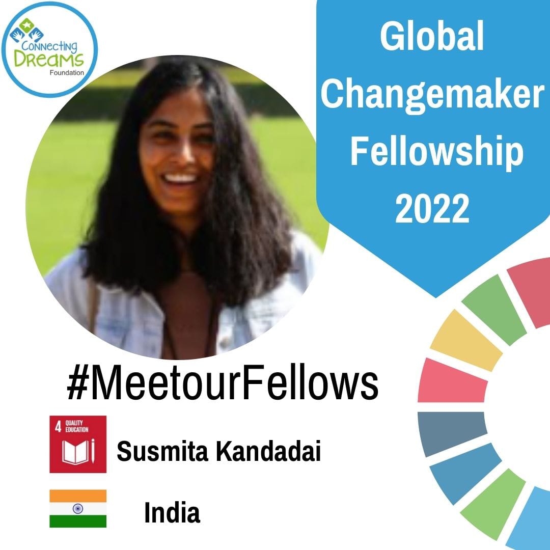 We welcome Susmita Kandadai from Maharashtra, India as a part of the 2022 #GlobalChangemaker Fellowship. Her initiative @pencilbricks works with schools to empower underprivileged children- training them in life skills and preparing them for young adulthood. #SDG4
#MeetOurFellows