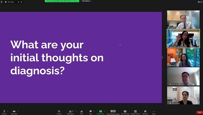 NYUGSOM_DGIMCI's tweet photo. #InternistsSalon happening now - HiveMind with our expert clinical reasoning panel, Drs. Mitchell Charap, Kathleen Hanley &amp; David Wei with @milnarose and @MashaSlavin @SandyZabarMD @DiagnosisMD https://t.co/vhNRfCMNFi