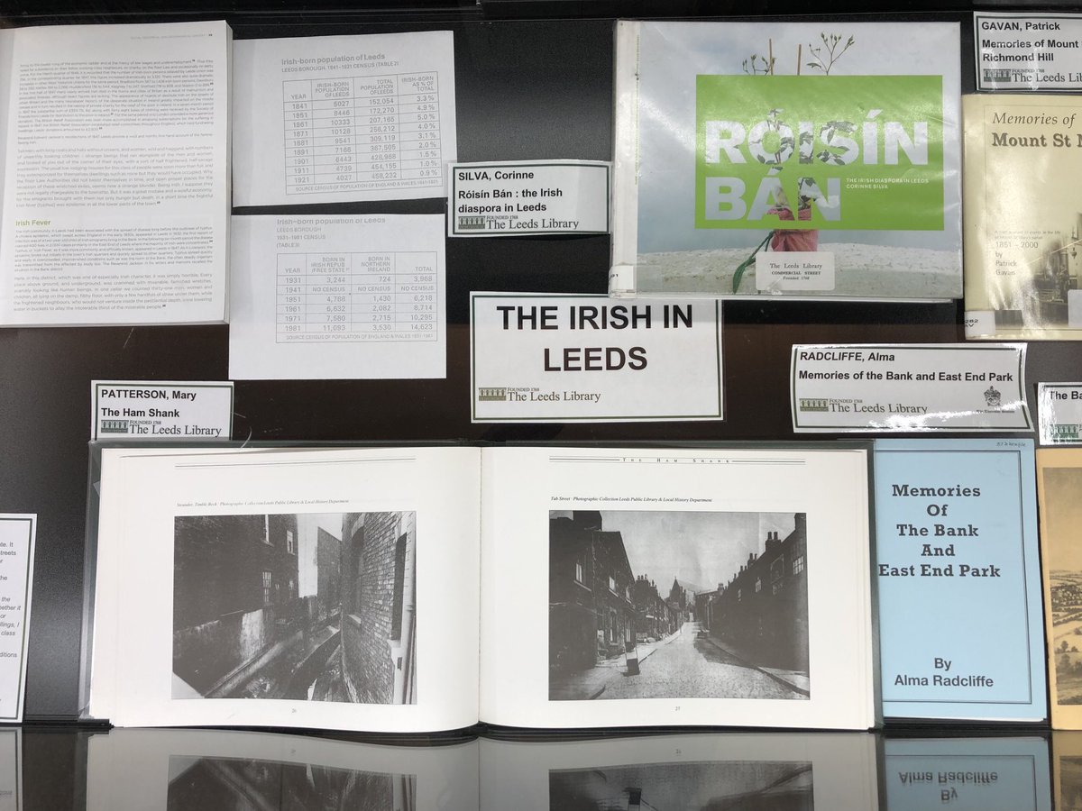 One of many good reasons for joining @TheLeedsLibrary is their consistently enlightening displays from their collection. #LeedsIrish #MigrantsAreWelcome
