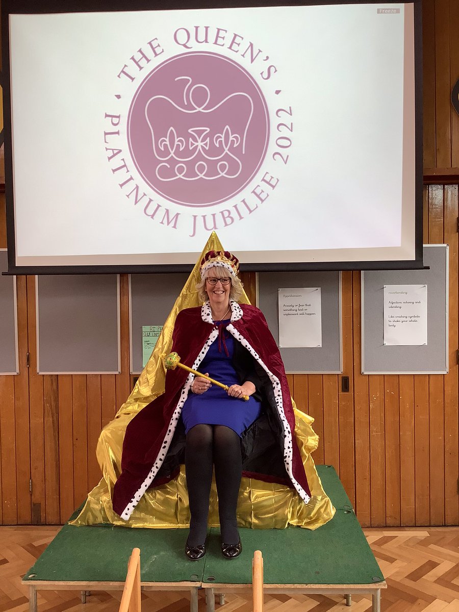 bisphamj's tweet photo. The official coronation of our Queen for the week, the longest serving staff member, Mrs Wilford https://t.co/qaP0yZAHAJ