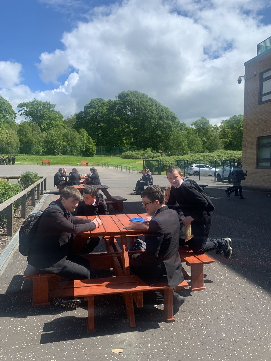 holycrossham's tweet photo. Pupils out enjoying the new benches @SLCEquity https://t.co/NtKz2yBzaI