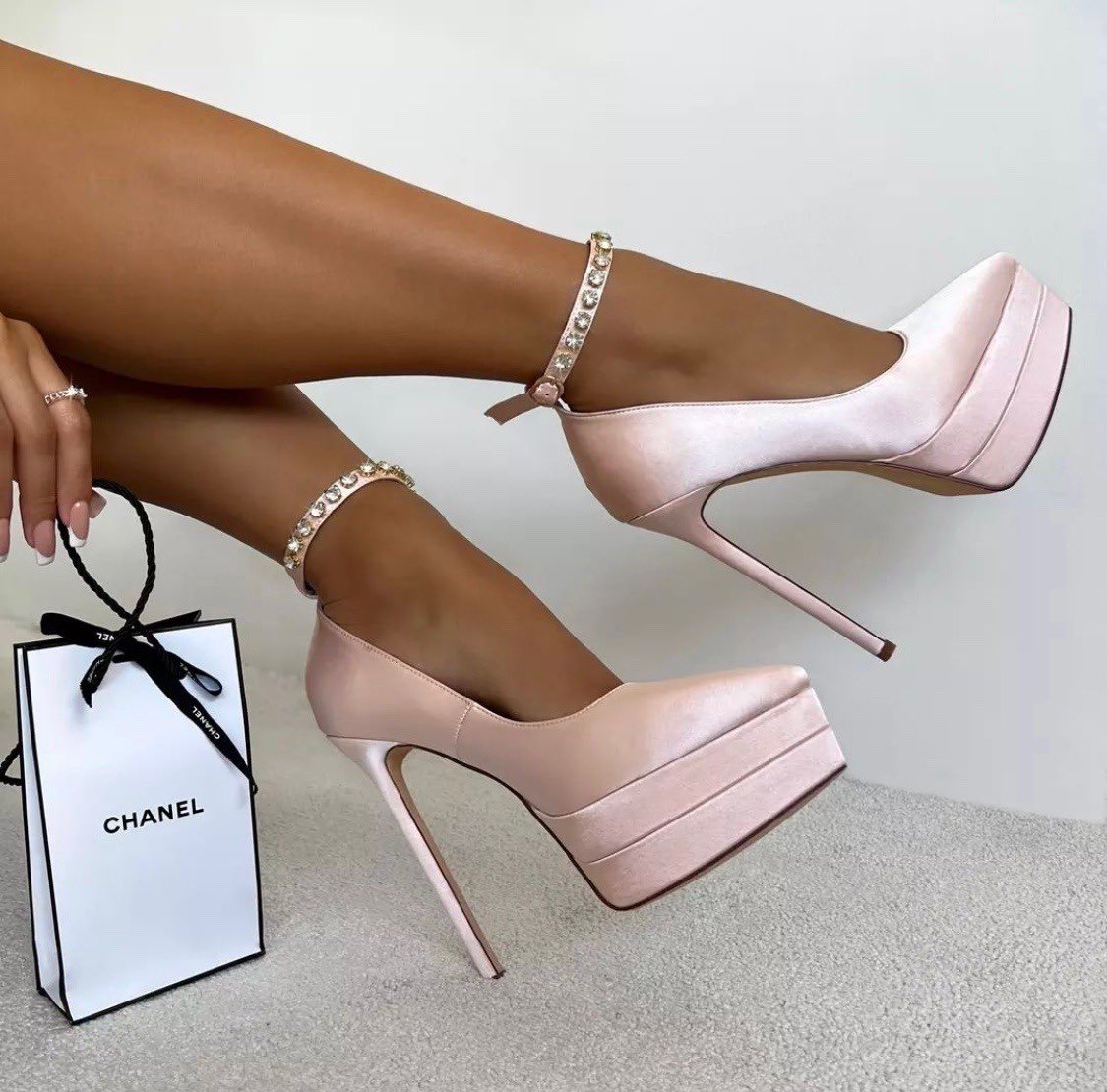 Pink Wedding Shoes with Crystal Heel Design – Custom Wedding Shoes by A  Bidda Bling