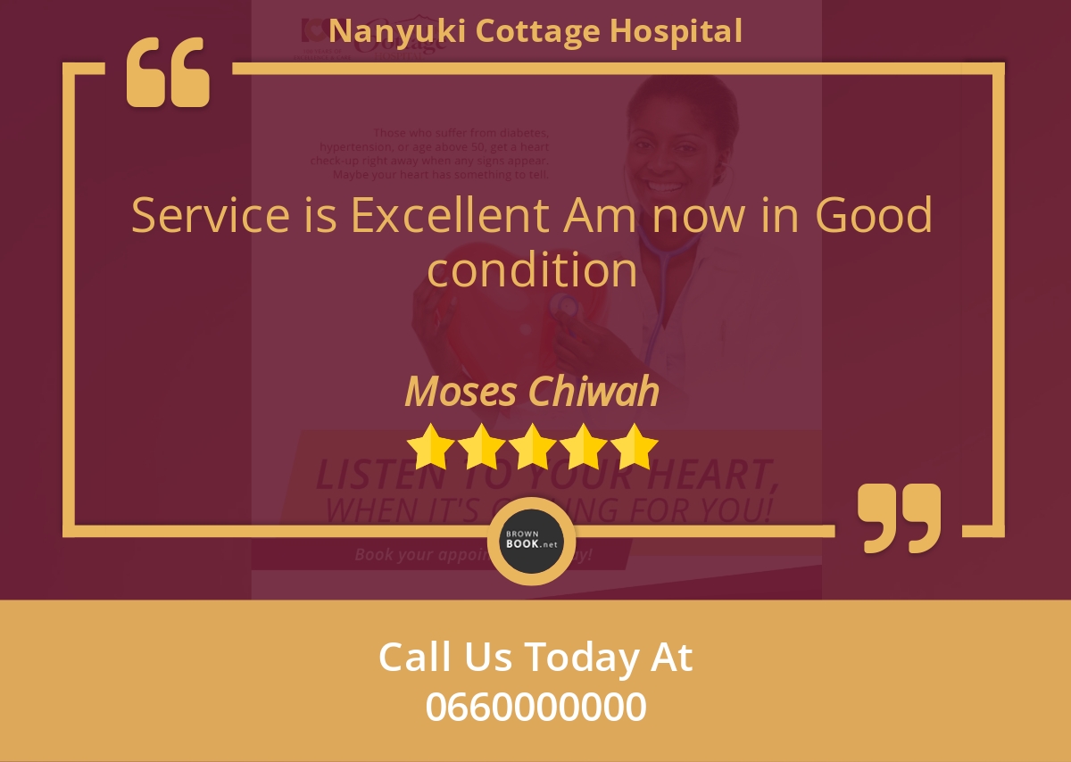 NanyukiCottage's tweet photo. 5 Star: Moses C. "Service is Excellent Am now in Good condition" https://t.co/8bDWOQVrMd https://t.co/2Q8S0qt7OM