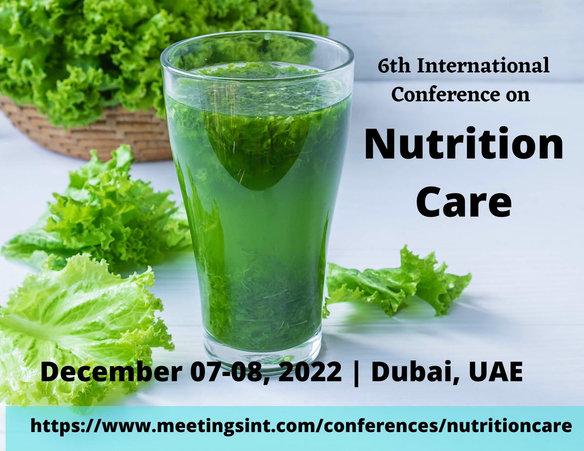 Call_papers's tweet image. Expand the scope of Research &amp;amp; Innovations at 6th International Conference on Nutrition Care.
Date: December 07-09, 2022.
Venue: Dubai, UAE
Visit our website: meetingsint.com/conferences/nu…
Contact us: medical.healthjournal@gmail.com
#nutritioncare #nutrition #sportnutrition