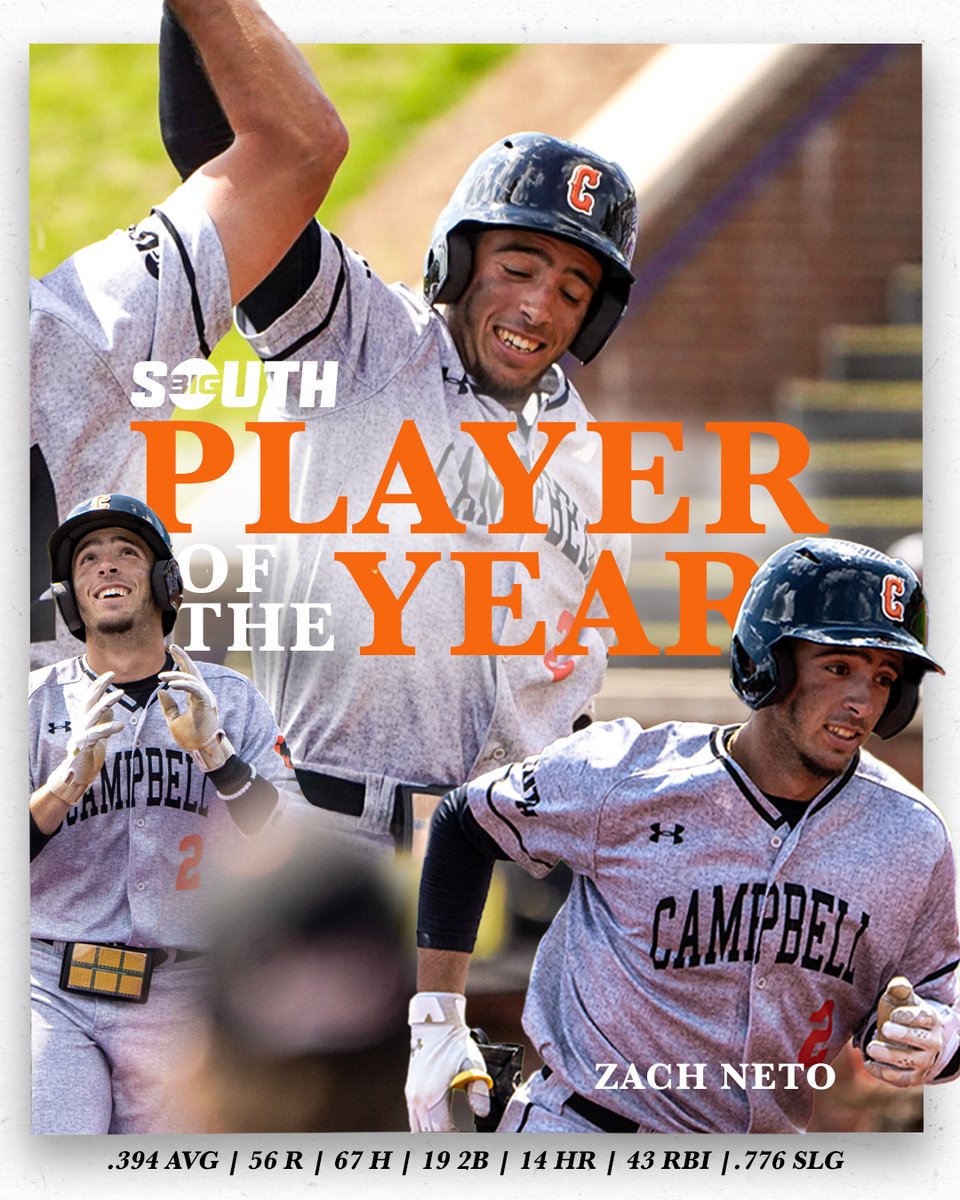 🏆 𝐏𝐋𝐀𝐘𝐄𝐑 𝐎𝐅 𝐓𝐇𝐄 𝐘𝐄𝐀𝐑 🏆

After leading the Big South in batting average (.394) and slugging (.776), <a href="/ZachNeto25/">Zach</a> is your Player of the Year!! 🔥

<a href="/BigSouthSports/">Big South Conference</a> | #RDH