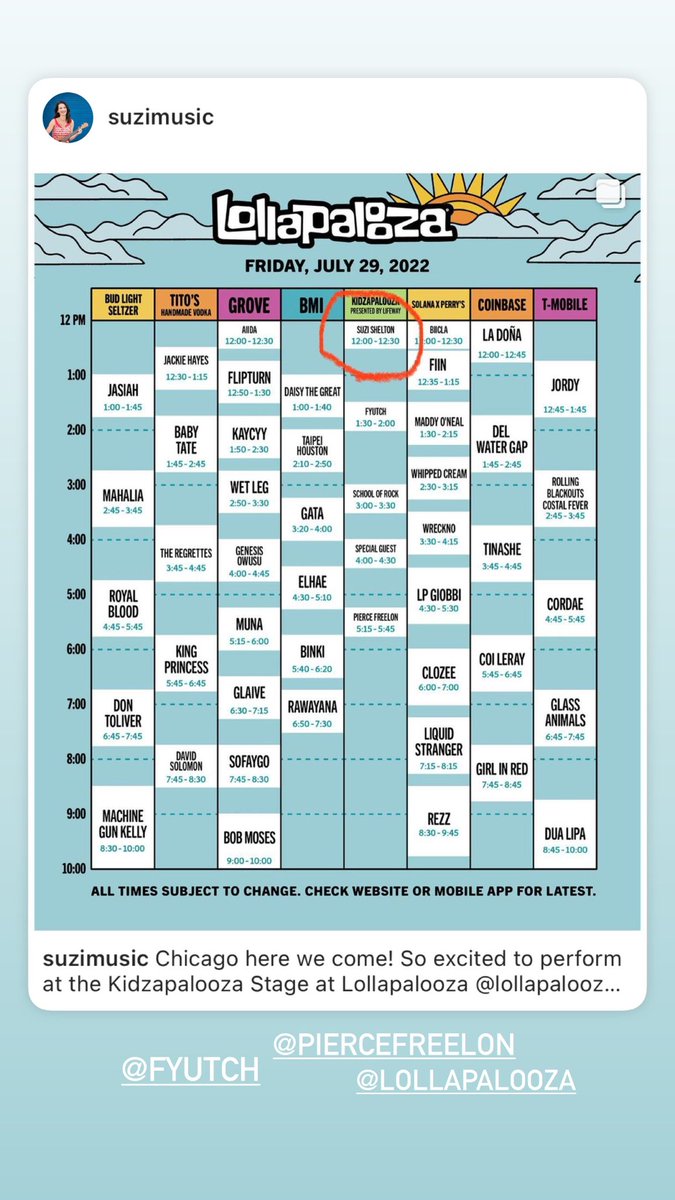 Chicago here we come! Excited to perform <a href="/lollapalooza/">Lollapalooza</a> July 28th and 29th, along with my friends @fyutch and <a href="/piercefreelon/">Pierce Freelon</a>! Oh and it appears as if we’re opening for @metallica on Thursday! #kidzapalooza22 #lollapalooza #grateful