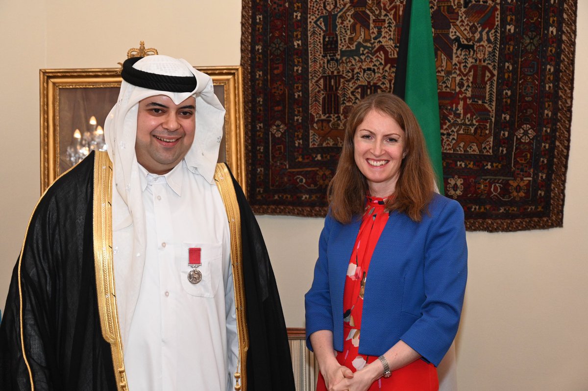 EssaDashti's tweet photo. Queen Elizabeth II honored me
With British Empire Medal (BEM) for my service to the UK/Kuwait relations, and I was awarded on behalf H.M the Queen by H.E Mrs. Belinda Lewis The British Ambassador to Kuwait on 23 May 2022 @ukinkuwait @FCDOArabic @RoyalFamily @Belinda_Lewis1 https://t.co/S4qSyUfCvm