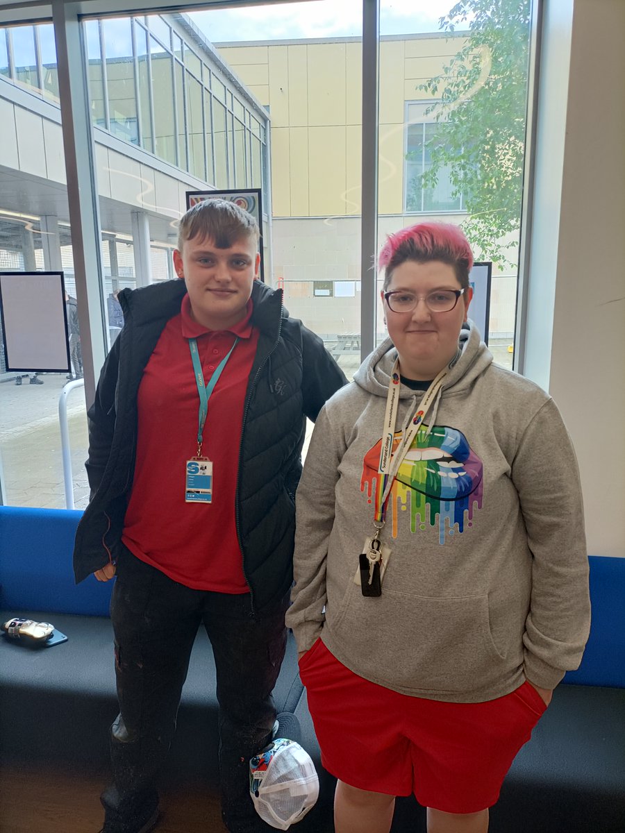 Abigail and TJ, just about to complete their Multi skills course and hoping to go on to Bricklaying in September at City Campus #womenbrickysofthefuture 🧱🧱