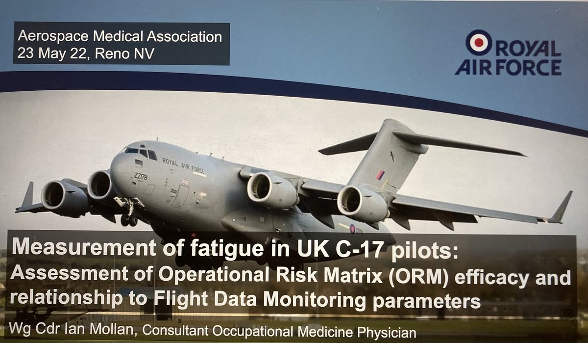 #AsMA2022 #humanperformance <a href="/ian_mollan/">Ian Mollan</a> presents on #fatigue which is a top air safety risk for flight crew.