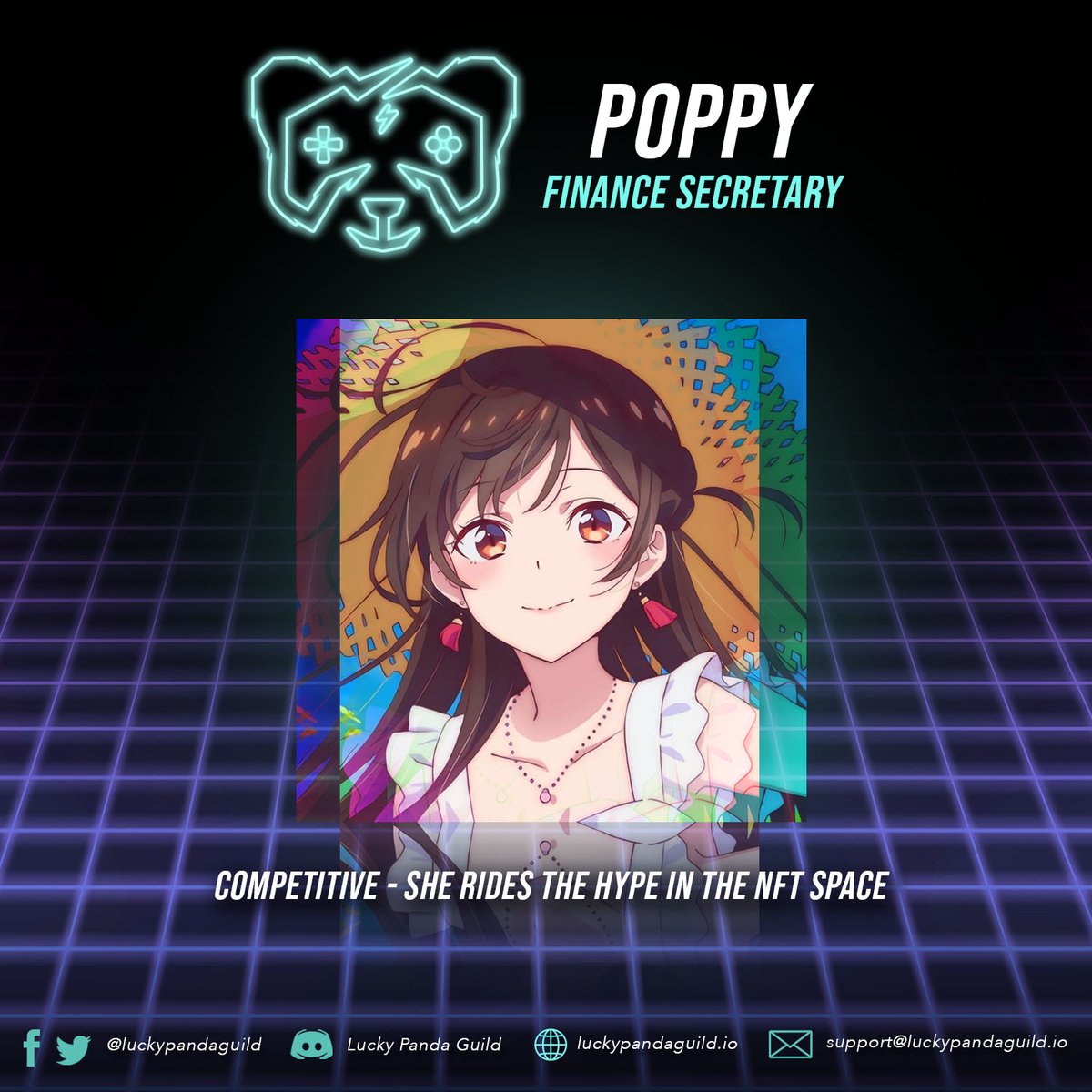 luckypandaguild's tweet photo. Poppy is one of our submanagers and is also our Finance Secretary. She handles the scholars payouts 💵 and is always ready to respond to all their concerns. 💜

LPG is certainly one lucky guild to have her on the team! 🐼

#luckypandaguild #lpgxygg #AxieInfinity #NFTGame https://t.co/Zqgeg1hfPU