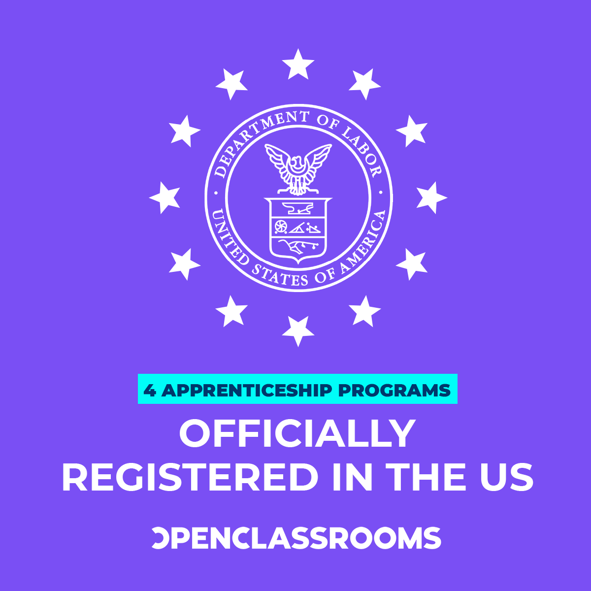 Four of @OpenClassrooms’ #apprenticeship programs are now registered with the @USDOL! This recognition allows us to act as an intermediary for employers seeking to grow their own talent and provide #equity for those shut out from exciting #tech careers: info.openclassrooms.com/us-apprentices…