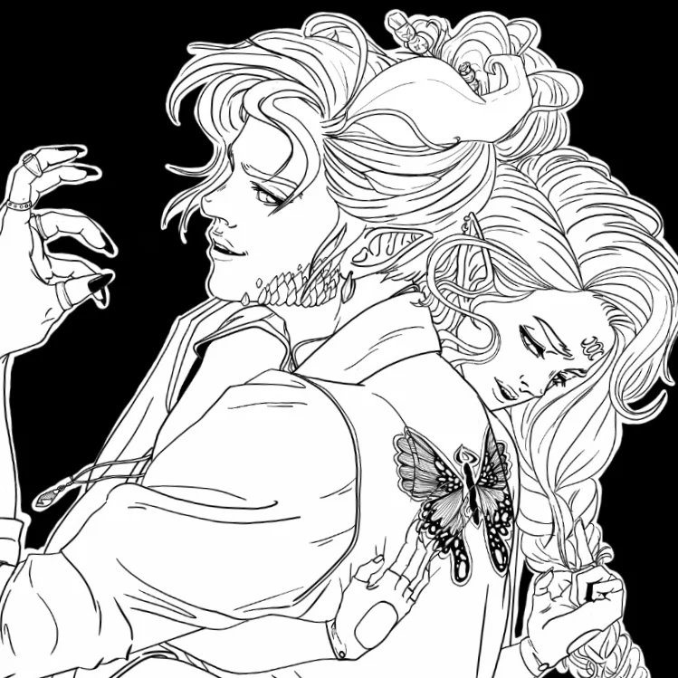 Rea75945930's tweet photo. #OC #demons #couple #butterfly https://t.co/SjGzK2rKhp