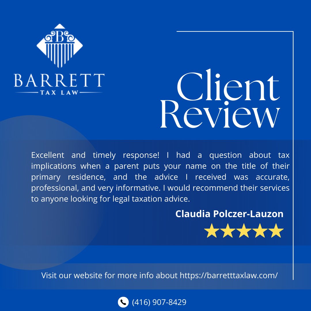 Need Legal Tax Advice? We can help! Check out what our existing clients say and give us a call for a quick consult.

Call us at (416) 907-8429. 

#testimonialtuesday #clientreview #clienttestimonials #cliendlove
