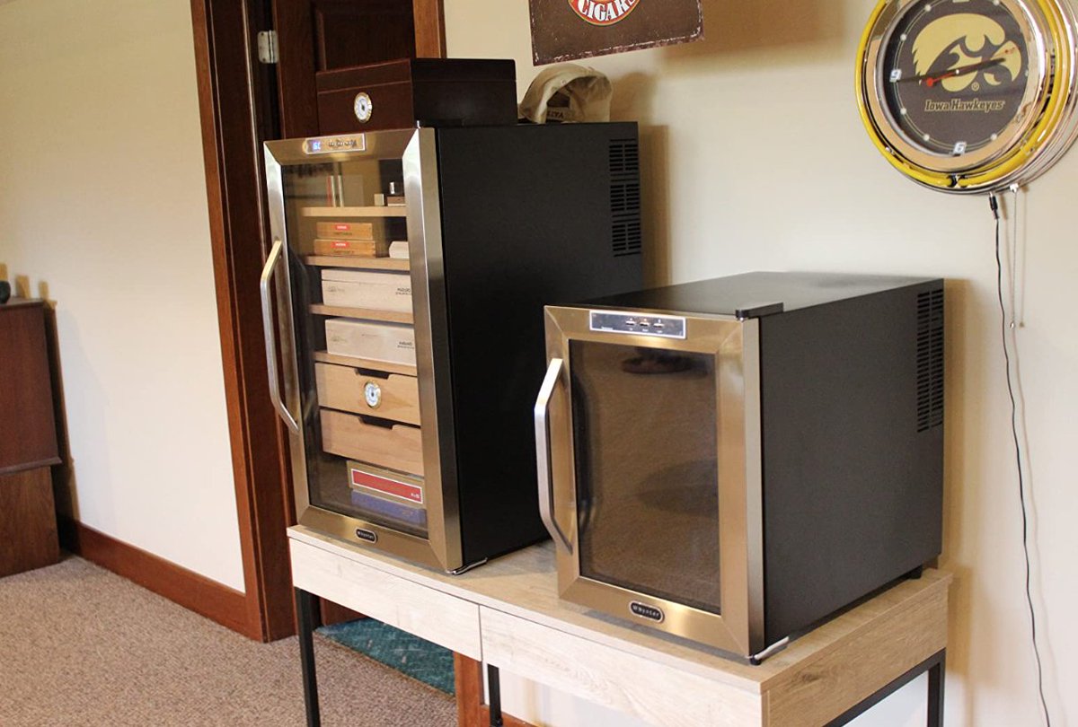 Look at this incredible installation from a satisfied customer! We love how the cigar humidor looks in this space!